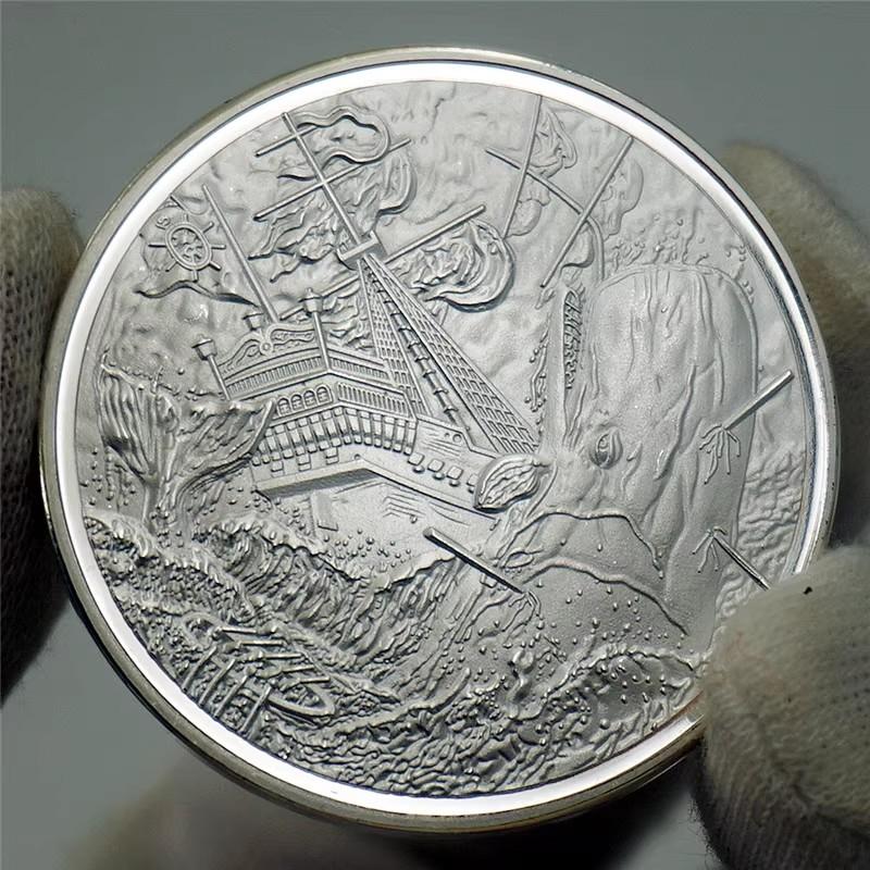 Skull Pirate Challenge Coin Golden Silver Treasure Game Prop Art Commemorative Coin Collection Gifts Adults Antique Imitation