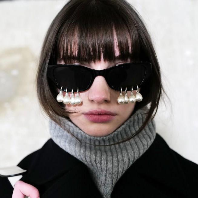 Pearl decorative cat eye sunglasses UV anti-ultraviolet trendy sunglasses for men and women