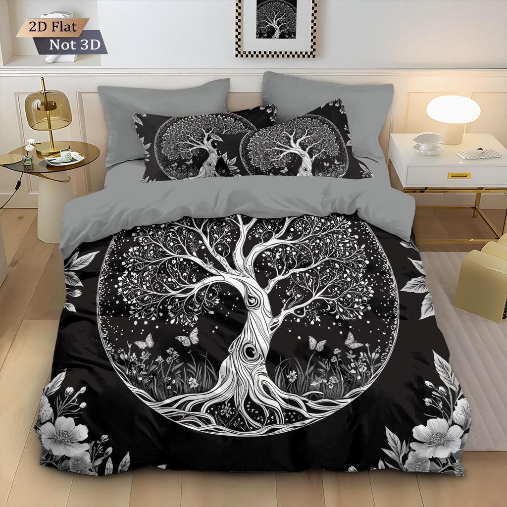 Customizable Tree of Life 3D Flannel Duvet Cover Set - 3-Piece Home Textile