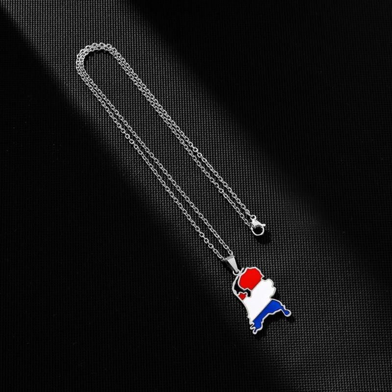 Vintage Netherlands Map Necklace Simple Flag Symbol Necklace Jewelry Stainless Steel Country Outline Pendant Necklace