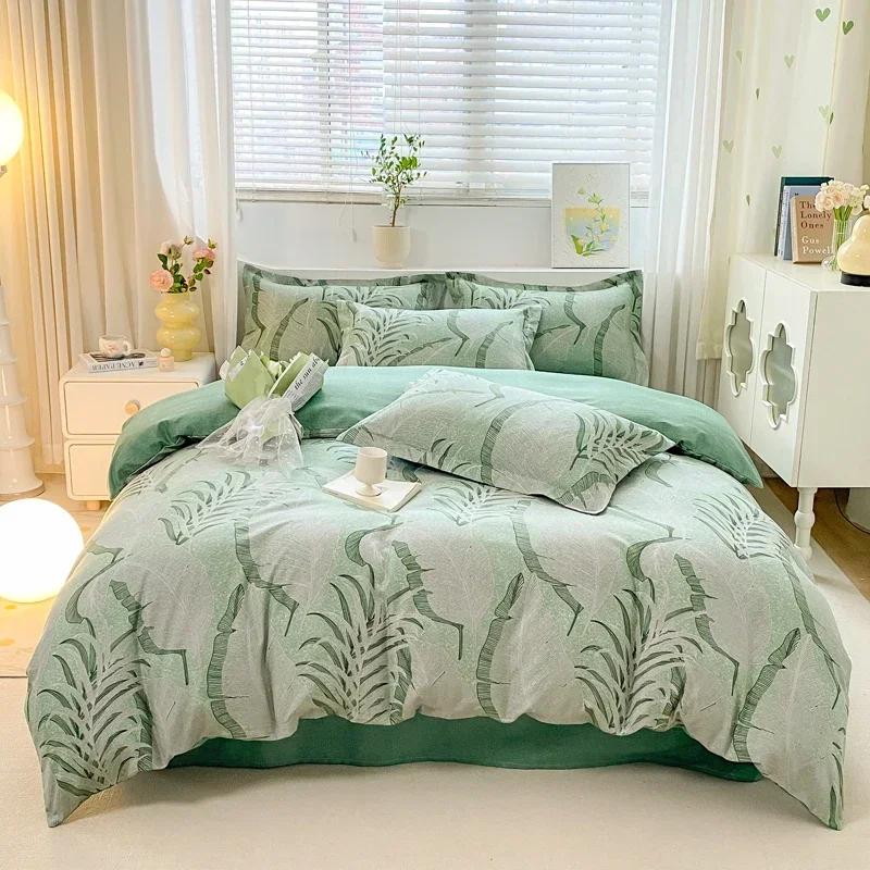 Botanisk Blomstret Dynetrekk Mykt Reversibelt Blomster Dundyne Trekk 4 stk Sengetøy Sett(1 Dynetrekk+1 Laken+2 Putetrekk)