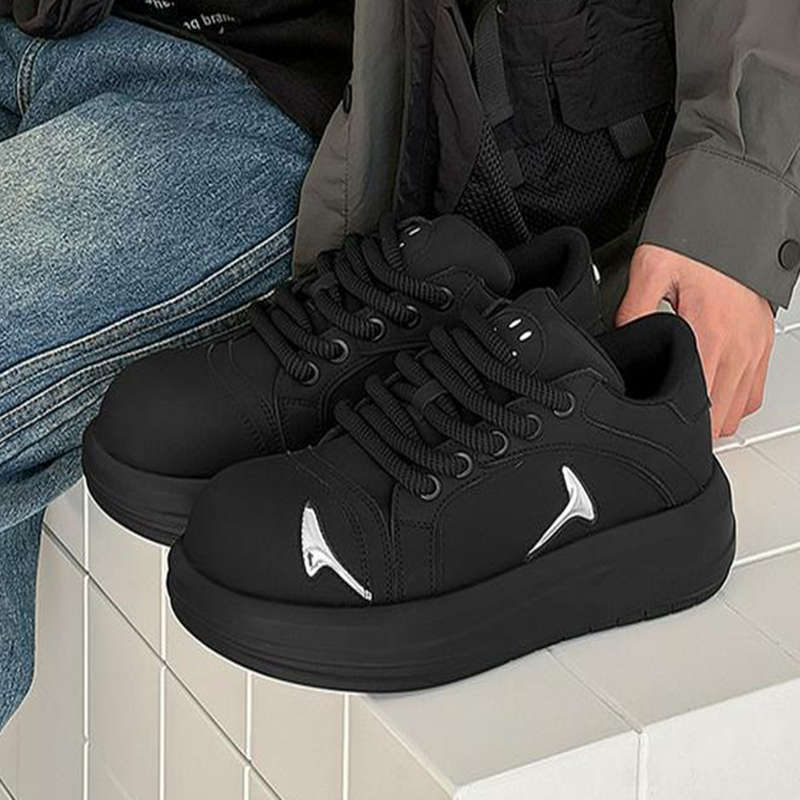 

Star autumn niche design thick-soled heightening board shoes women s smiley face big head casual shoes 44 чёрный