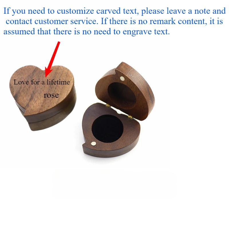 Walnut Wood Carved Love Heart Ring Storage Display Box Jewelry Holder Case Organizer Personalized Optional