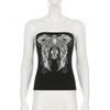 Gothic Print Black Tube Top Women Strapless Skinny Cropped Tops Summer Casual Chic Graphic Tees Y2k Streetwear Vest Basic
