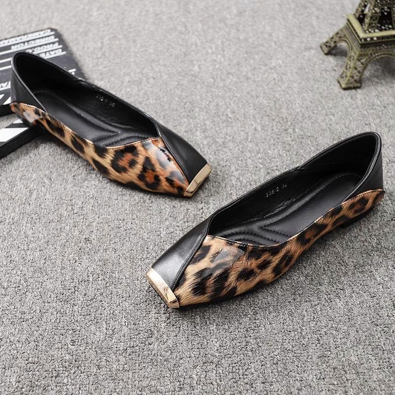 Leopard Print Slip-on Square Toe Shoes for Women Cheap Liquidation Low Price Korean Style Stylish Popular Elegant 39 Woman Flats