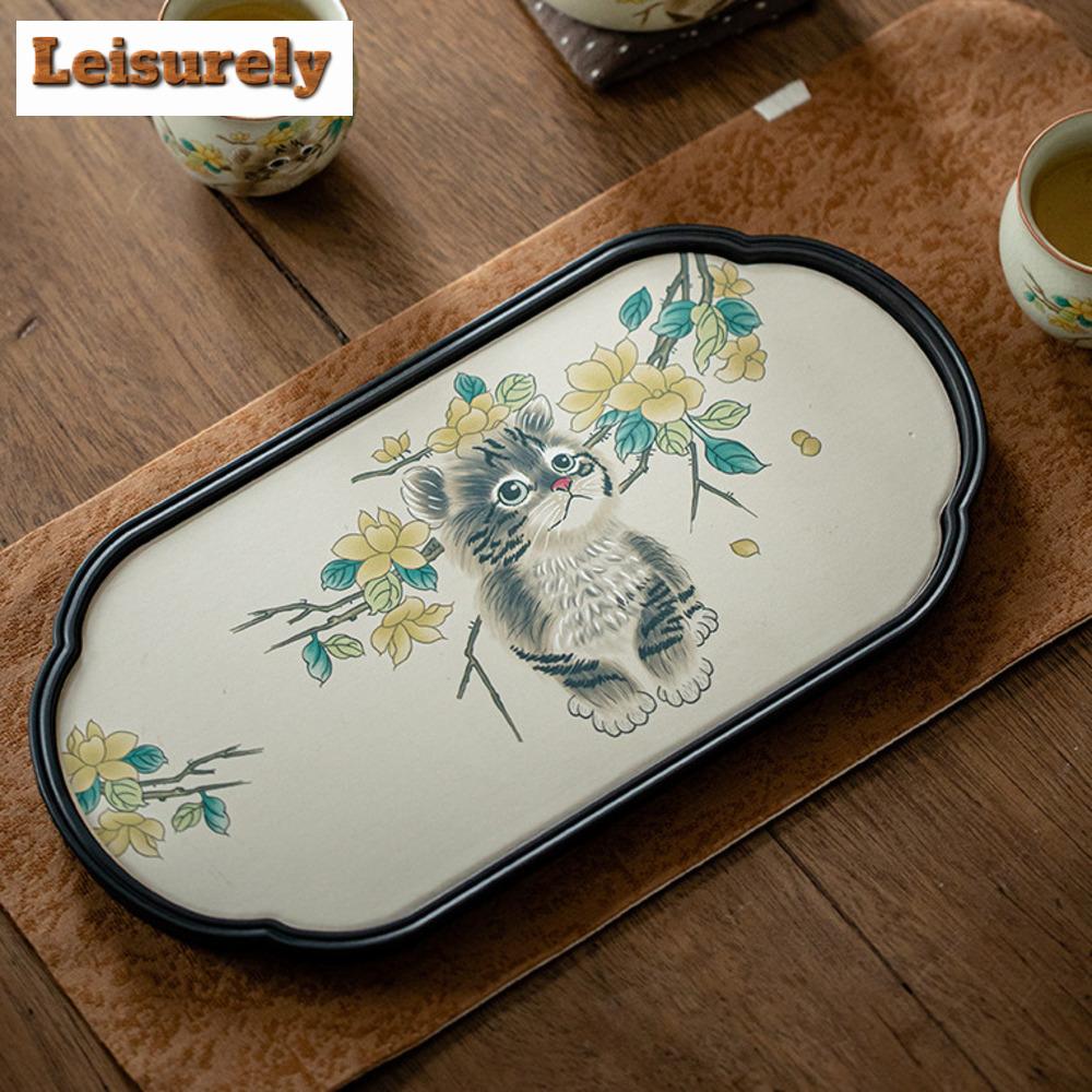 Niedliche Katze Wasserabsorbierendes Teebrett Boutique Kreatives Teebrett Haushalt Tee Aufguss Geschirr für Servierplatte Teeservice Geschenk