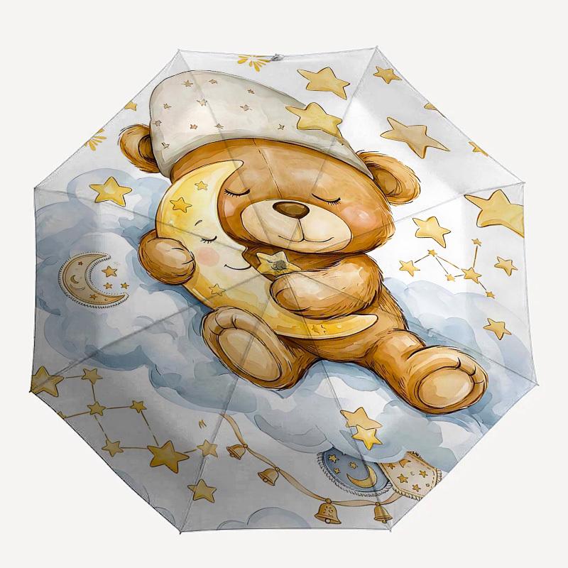 

1PC Bear Cloud Umbrella-8-Rib Reinforced, Automatic Open, Lightweight & Durable, Fashion Accessory for Outdoor, Beach L0410