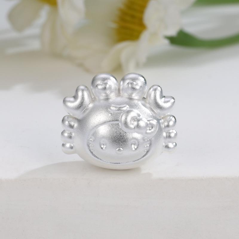 Sterling Silver 999 Hello Kitty Crab Bead Charm Bracelet Accessory