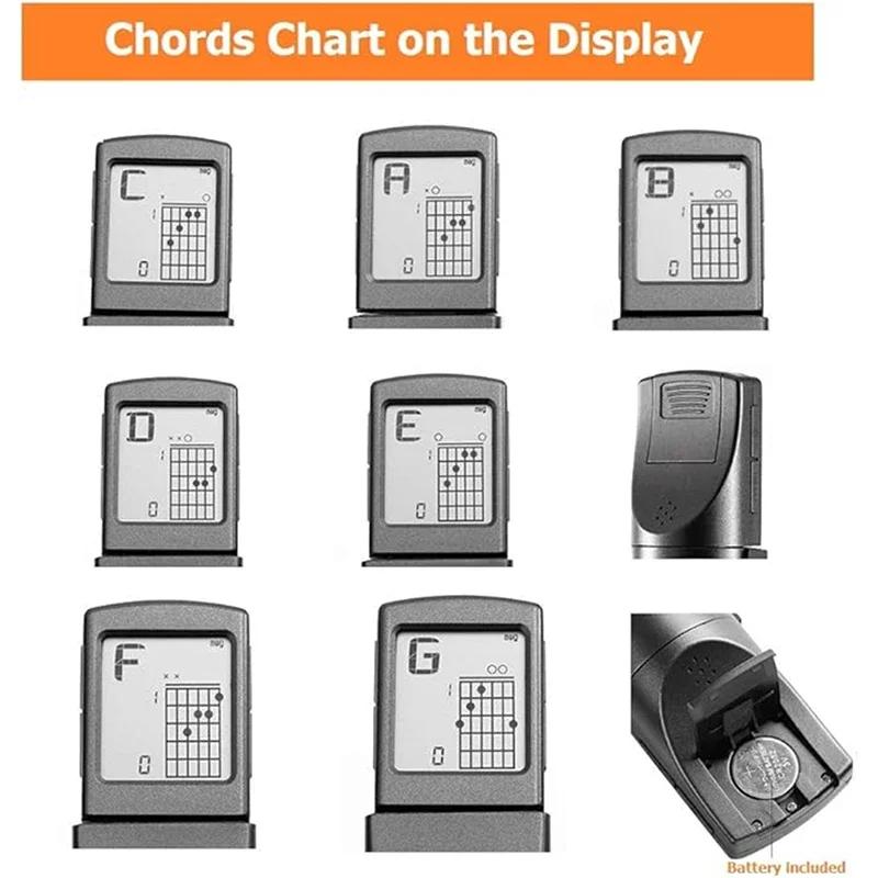 Pocket Guitar Chord Practice Tool Portable Guitar Neck for Trainer Beginner W/a Rotatable Chords Chart Screen