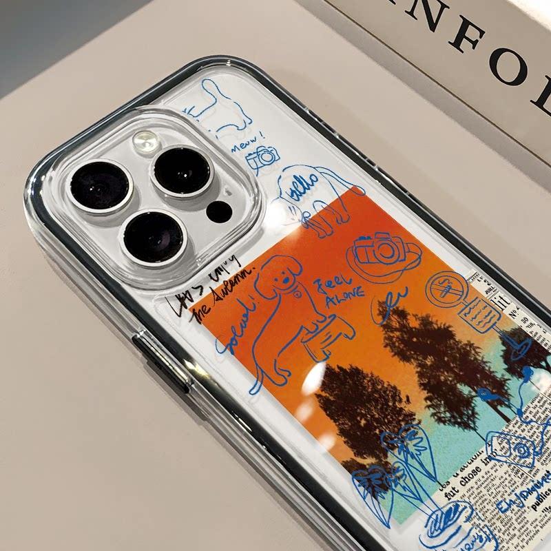INS Sunset Graffiti Soft Silicone Clear Phone Case For iPhone 17 Pro Max Case 15 16 14 13 12 11 Pro 17 Air X XS XR 16 Plus Cover
