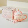 Household Drinking Cup Ceramic Coffee with Lid Mug Girl High Looking Birthday Gift Souvenir Cute