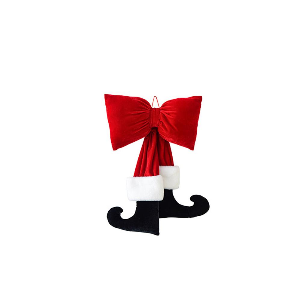 Christmas Decorative Boot Wall Hanging, Red Velvet Bow With Black Boots, Holiday Home Decor, Indoor Christmas Tree Ornaments