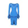 Women O Neck Elegant Long Flare Sleeve Rhinestones Midi Dress Pencil Streetwear Africa Club Dresses Vestidos