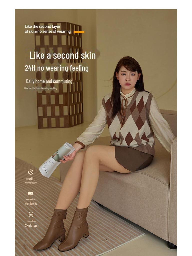 Double-Layer Oversized Winter Bare Leg Pantyhose: Women's Enhanced Fit, No-Slip Nude Feel, Plush Velvet Leggings.