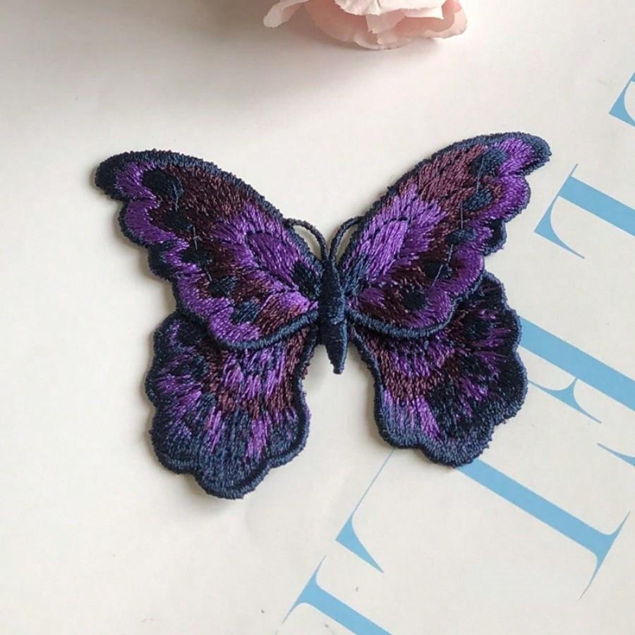 5pcs/set Colorful Butterfly Embroidery Cloth Sticker Double Layer Water-Soluble Embroidery Patch Clothes Skirt Shoes Hat Decoration Accessories DIY