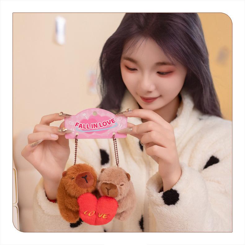 Capybara Heart Plush Bag Charm & Backpack Accessory - Perfect Couple Confession Gift for Girls