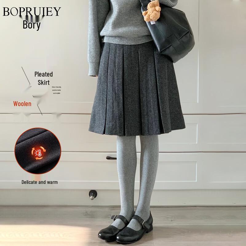 Women s Wool-Blend Pleated A-Line Skirt L