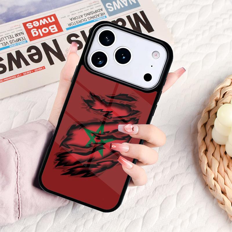 Marokko Flagge Wappen Handyhülle Für IPhone 17 16e 15 14 13 12 11 Pro Max Air Mini Weiche Schutzhülle