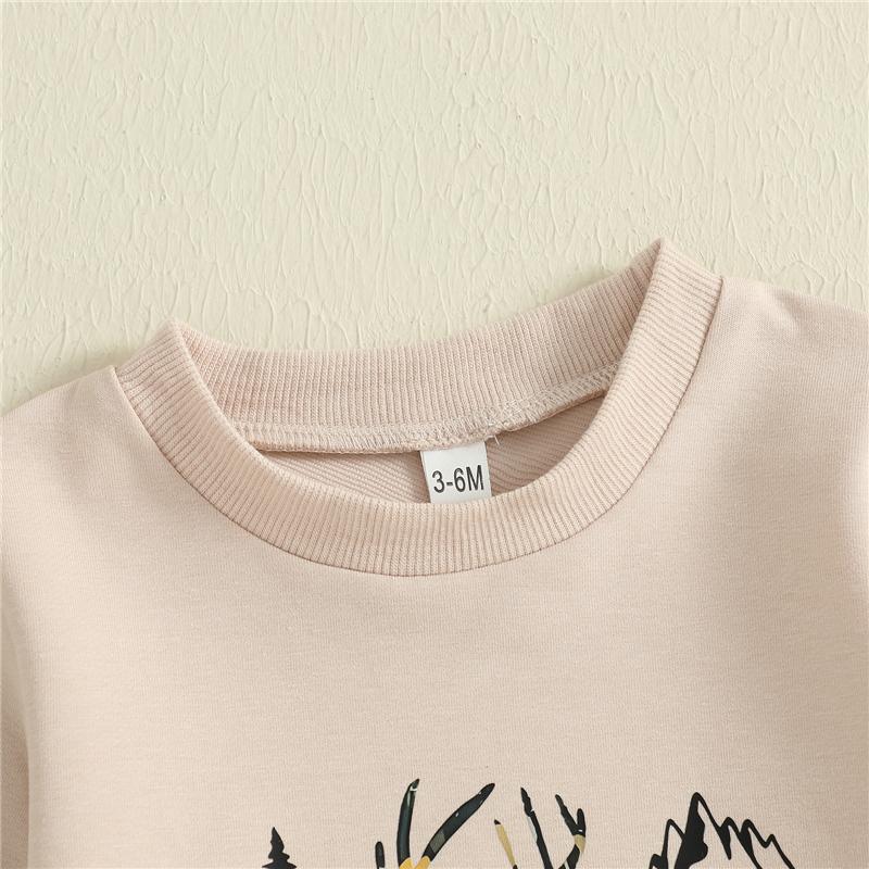 Toddler Baby Boy Winter Fall Outfit Reindeer Letter Print Long Sleeve Sweatshirt Elastic Waist Joggers 2 Piece Set