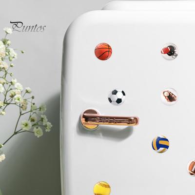 2Pcs 25MM Rugby Refrigerator Magnet Synthetic Resin Home Decoration Mini Football Baseball Volleyball Microwave Oven Fridge Magnet Sports Enthusiasts
