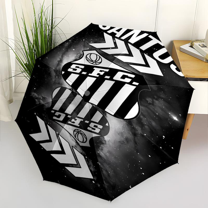 Santos SFC Logo Print Automatic Umbrella, 8 Rib Iron Frame, Plastic Handle, Suitable for Outdoor Travel &Daily , Ideal Gift
