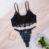 European and American Underwear French Blue Floral Embroidery Sexy Lingerie Comfortable Mesh Sexy Wind