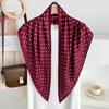 Korean Versatile Polka Dot Triangle Scarf Women's Spring Fashion Temperament Decorative Scarf Burgundy Multi-functional Headscarf Silk Scarf