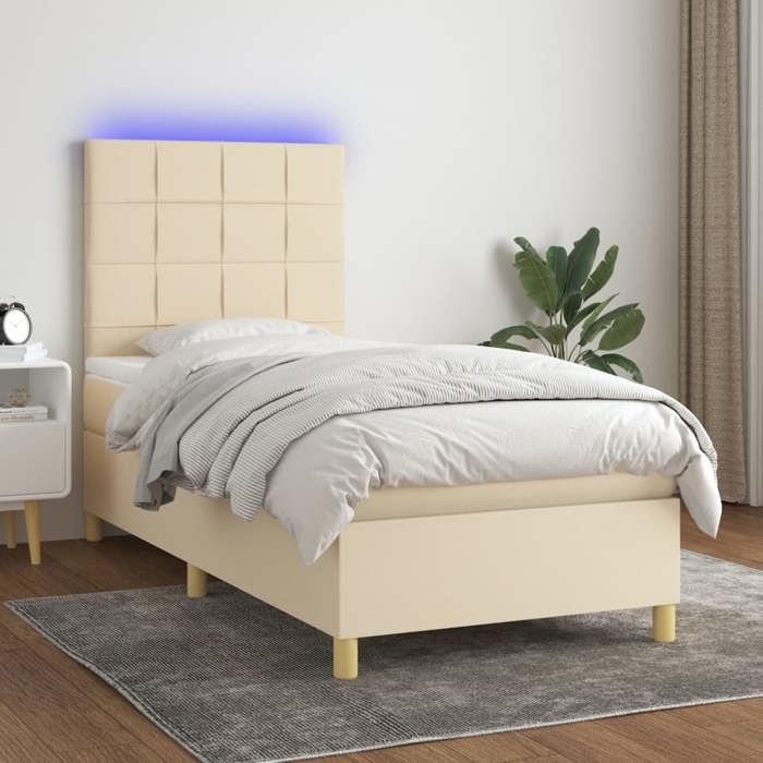 VidaXL Sommier à Lattes de Lit avec Matelas et LED, Lit Rembourré, Lit Simple, Lit Adulte de Chambre à Coucher Intérieur, 3135402
