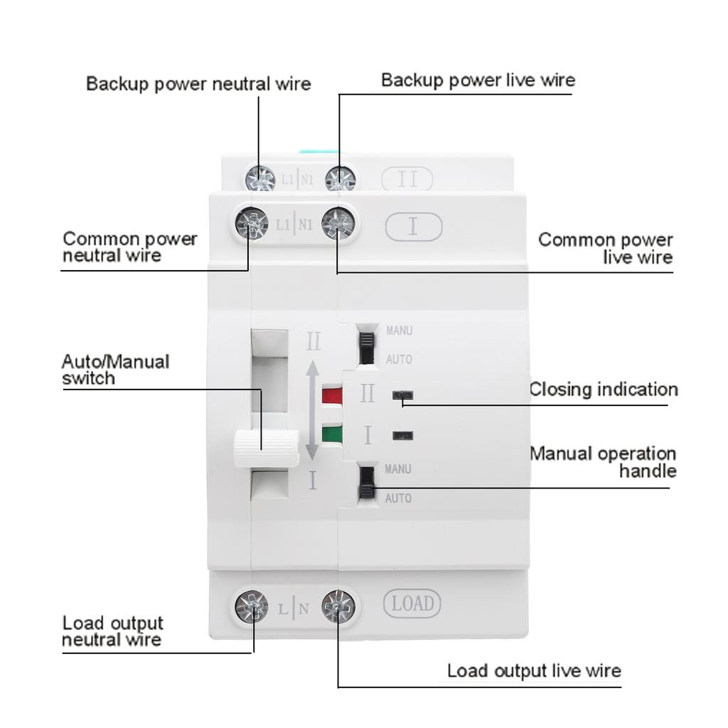 Double Power Automatic Transfer Switch SGQ1-63AE 2P 63A Generator Changeover Switch Double Power Electrical Selector