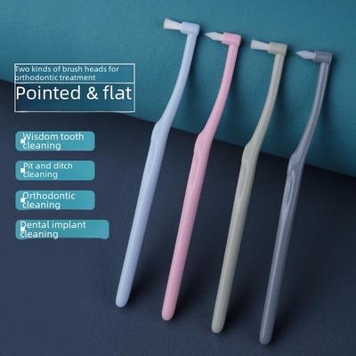 Small Flat Head Orthodontic Toothbrush Bundle- Cluster of Interdental Brushes for Wisdom Tooth Cleaning, Portable.