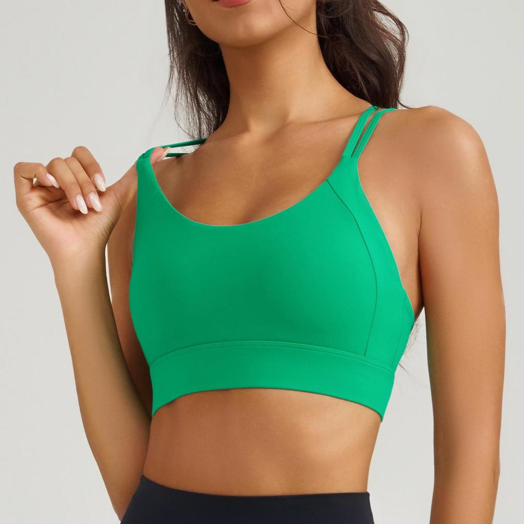 Women's Cross-Back Sports Bra with Thin Straps - Shock-Absorbing and Comfortable Yoga Fitness Wear with One-Piece Cup
