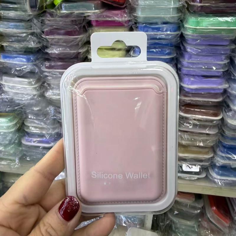 INS Candy Color Original Liquid Silicone Card Bag Case for Magsafe Phone Serie Portable Slim Strong Magnetic Card Storage Wallet