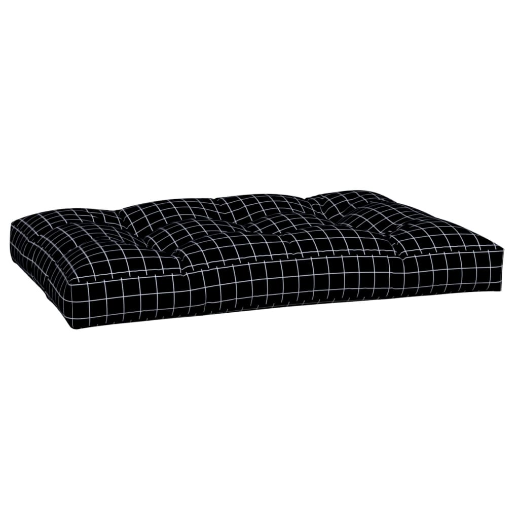 Black Checkered Pallet Cushion 120 X 80 X 12 Cm Fabric