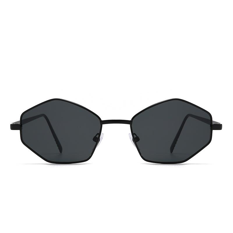 European and American new metal multilateral rhombus sunglasses women's high-end fashion sunglasses sun protection hip-hop glasses men