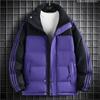 Three bars contrasting color cotton-padded clothes for men and women, winter new thickened warm stand-up collar windproof down cotton jacket