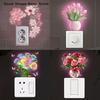 Glow-in-the-Dark Flowers Switch Sticker Self-Adhesive PVC Switch Outlet Decor Easy Peel Tulip Lily Sunflower Wall Sticker