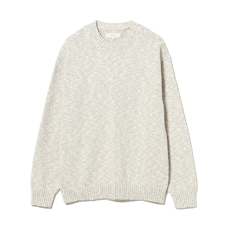 [Beaming Life Store by BEAMS] L/S Knit 5 Gauge Stretch Slab Crew Neck Knit Men's GREY L_92150360286