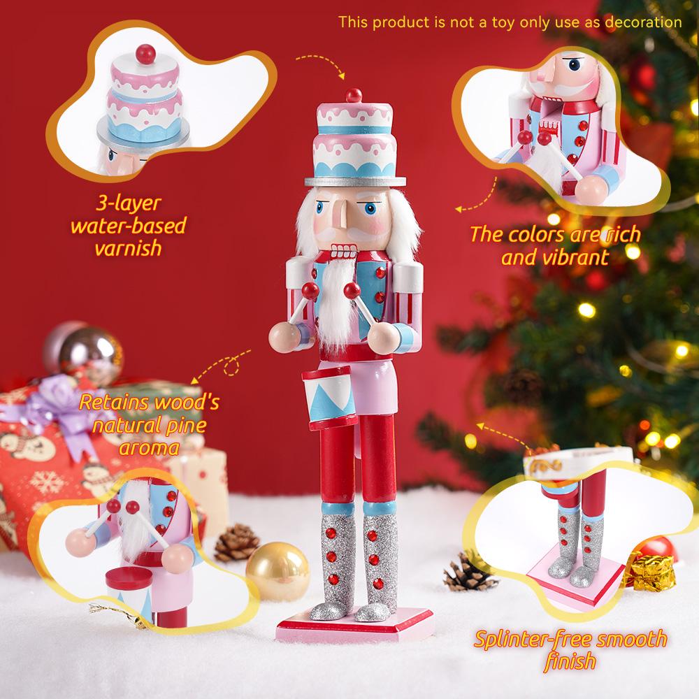 38CM Christmas Nutcracker Macaron-themed Soldiers Handcrafted Nutcracker Soldier Christmas New Year Festival Decoration Gift
