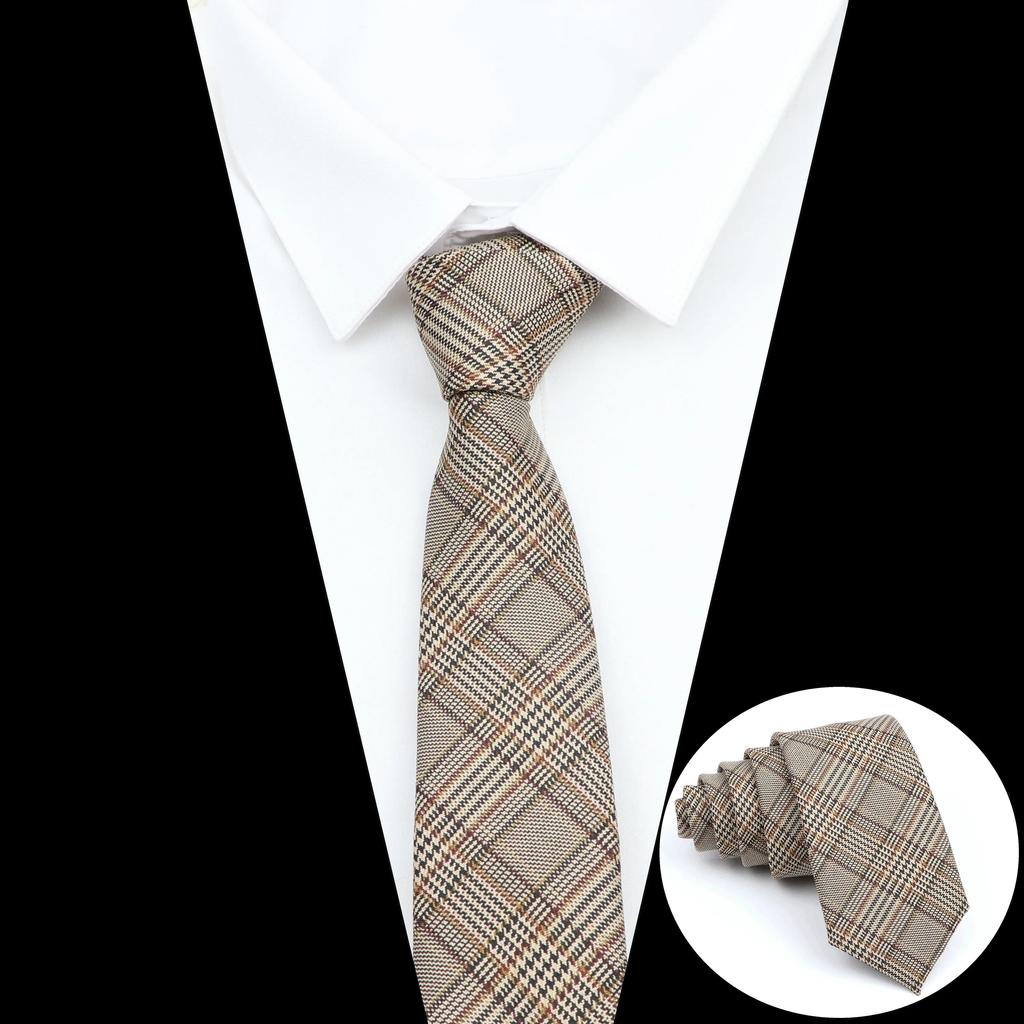 New Men's Tie Solid Color Stripe Soft Skinny 6cm Jacquard Necktie