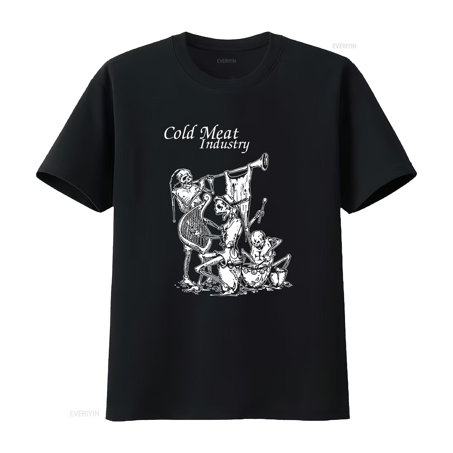 

CMI 10th Anniversary Cold Meat Industry Skeleton Band T Shirt vintage Washed Slightly designer clothes Stretched streetwear 4XL