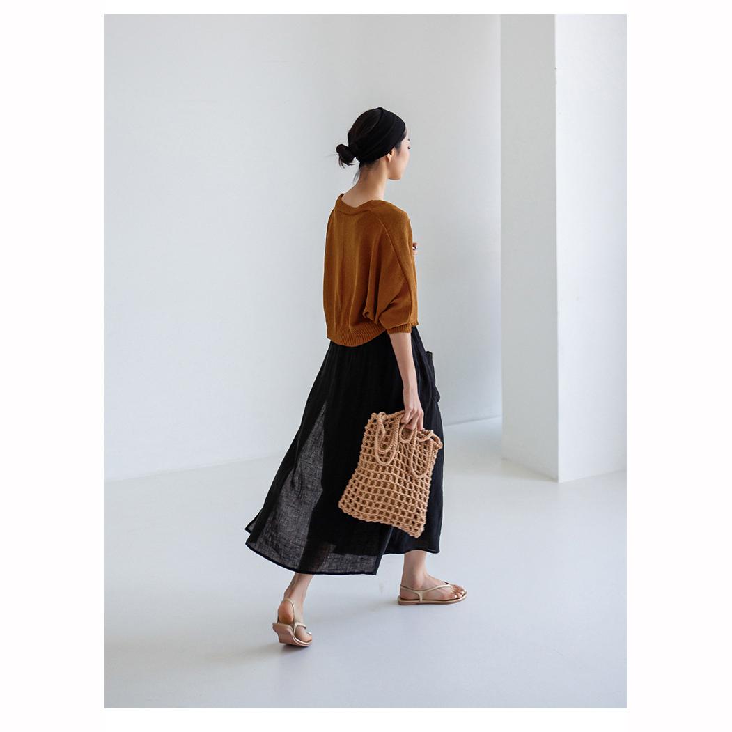 

Юбка брюки цельный женский весна лето свободные оверсайз повседневные укороченные брюки имитация двух частей широкая юбка One Size чёрный