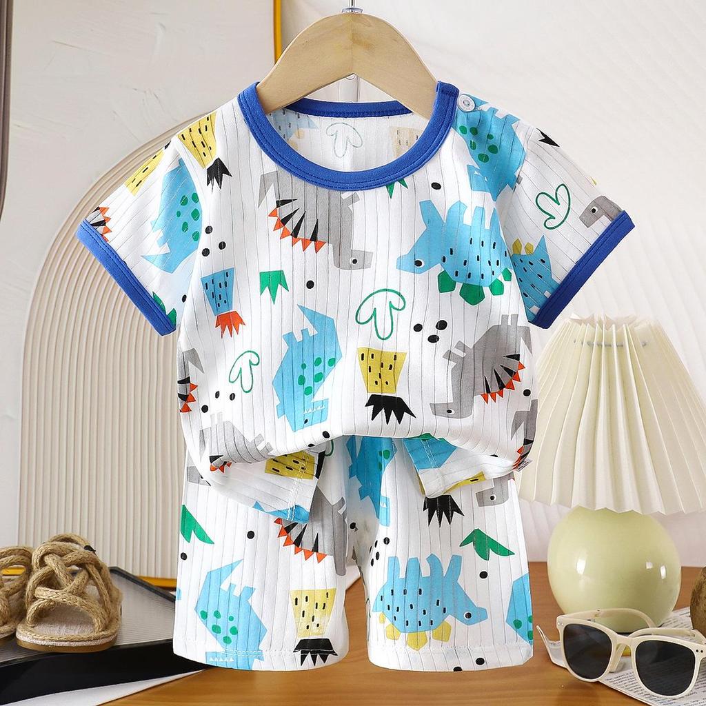 Kids' Summer Cotton Two-Piece Set - Korean Style T-Shirt & Shorts for Boys & Girls