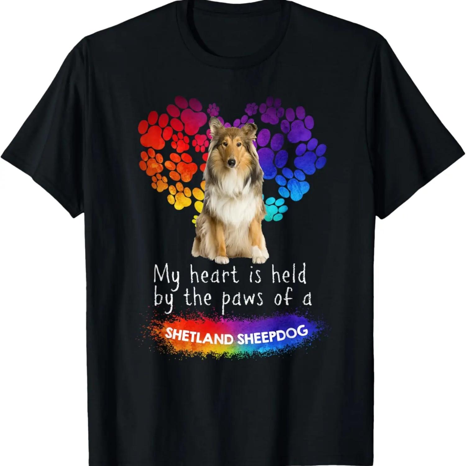 My Heart Is Held By The Paws Of A Shetland Sheepdog Sheltie T-Shirt S чёрный