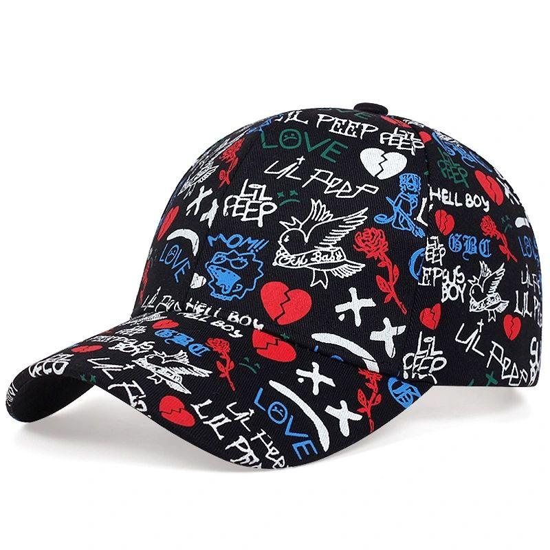 Unisex Personality Graffiti Print Adjustable Hip Hop Baseball Hat Golf Caps Spring Autumn Outdoor Leisure Hats Travel Accessories for Women Men