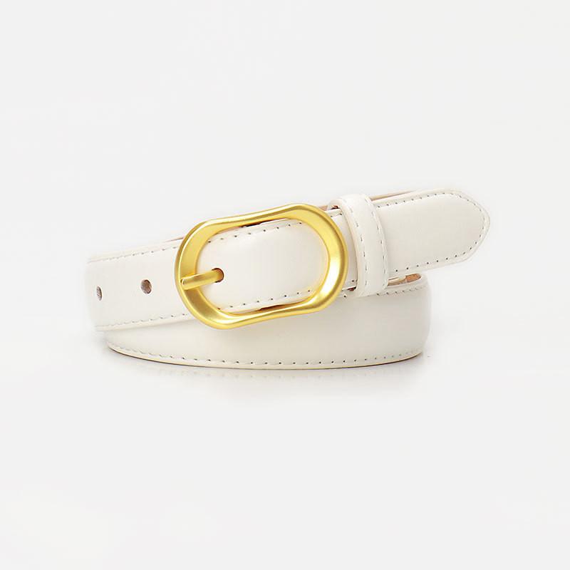 Ladies Vintage Leather Belt With Metal Pin Closure For Chic Summer Outfits