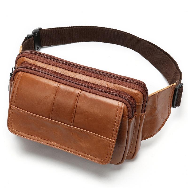 Pánská ledvinka z pravé kůže, hovězí kůže, přes rameno, náprsní taška přes rameno, retro
