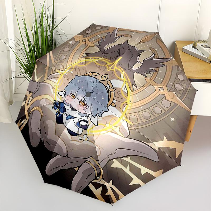 

1pc Outdoor Umbrella with Cute Anime Character Design - Automatic Opening/Closing, Portable 3-Fold Design, 8-Rib Iron Frame - Perfect Gift for Fa