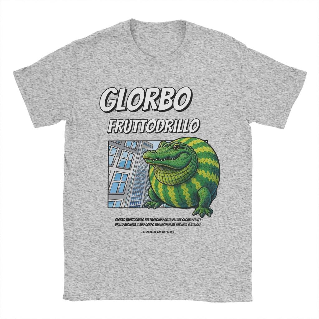 Glorbo Fruttodrillo 90er Comic-Stil Italienisches Brainrot T-Shirt für Herren Reines Baumwoll-T-Shirt Kurzarm-T-Shirt Erwachsenen-Oberteile