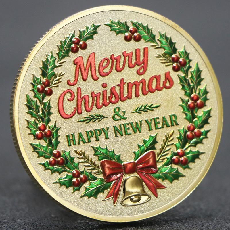 Vánoční saně barevné pamětní mince, Pamětní medaile Santa Clause, Štědrý večer, Zábavné šťastné mince, Vánoční dárek, Punčocha