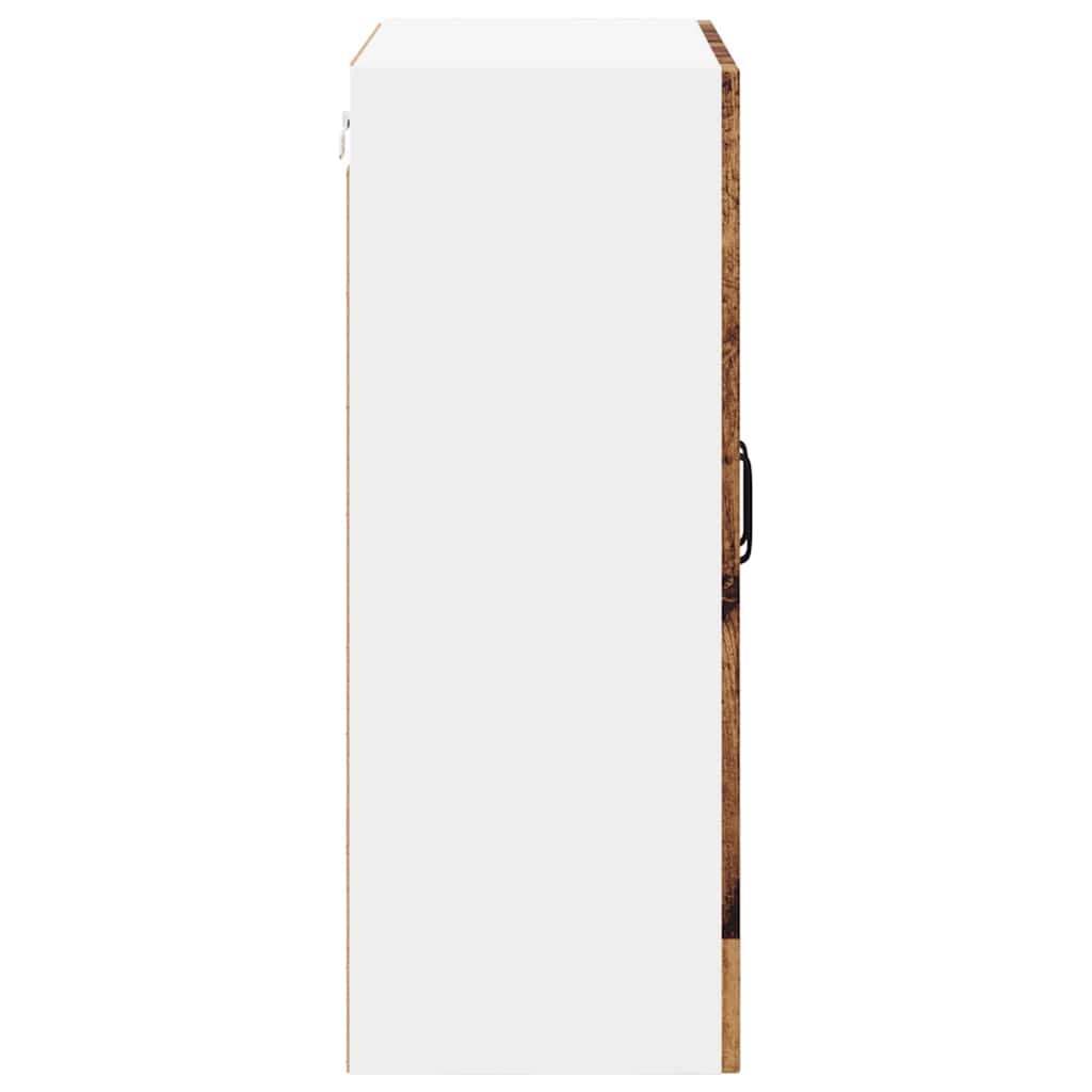 Wall Mounted Glass Cabinet LUCCA Reclaimed Wood Style 60 X 31 X 80 Cm Particleboard